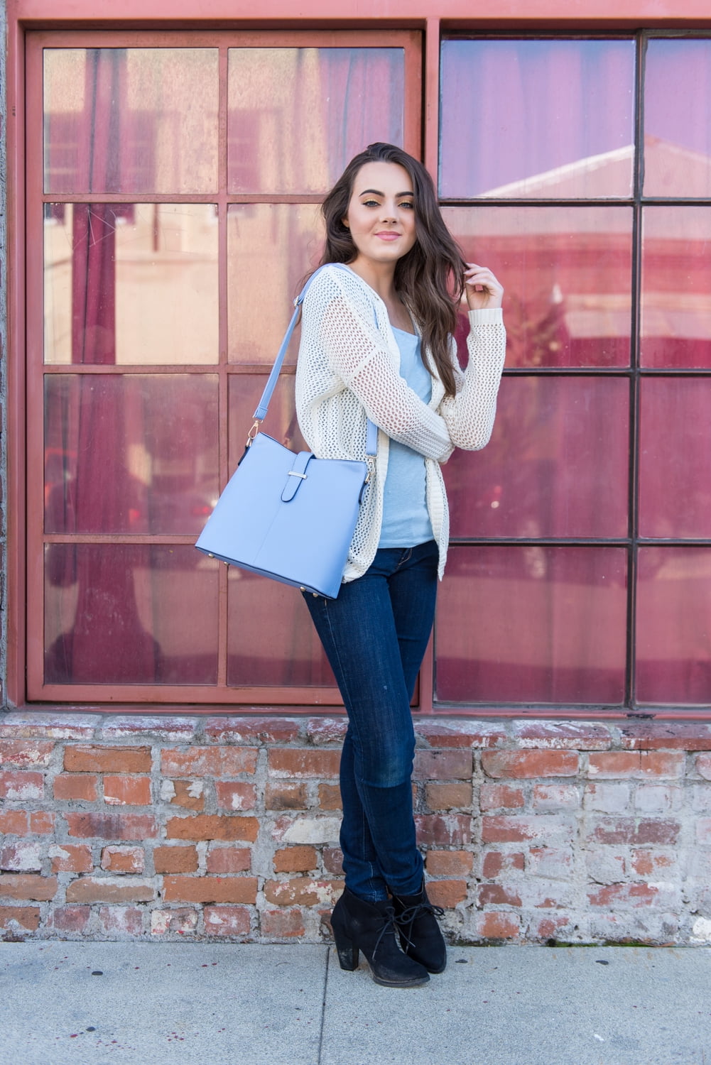 Women Buckle Tote Medium Handbag