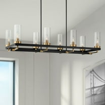 Possini Euro Design Gregory 39 1/4" Mid Century Modern Chandelier Ceiling Light Fixture Dining Room Over Table Kitchen Island 8-Light Black Gold