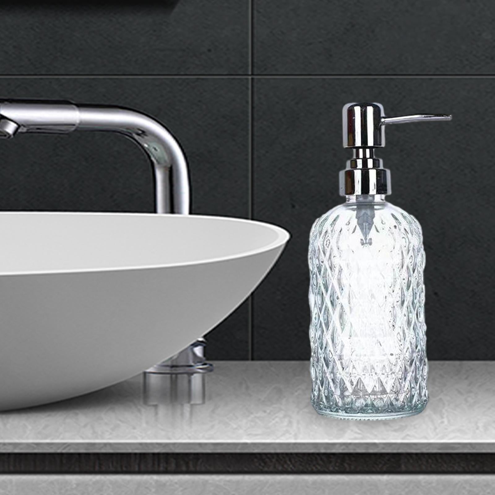 perfk Clear Glass Hand Dish Soap Dispenser Stylish with Rustproof Stainless Steel Pump