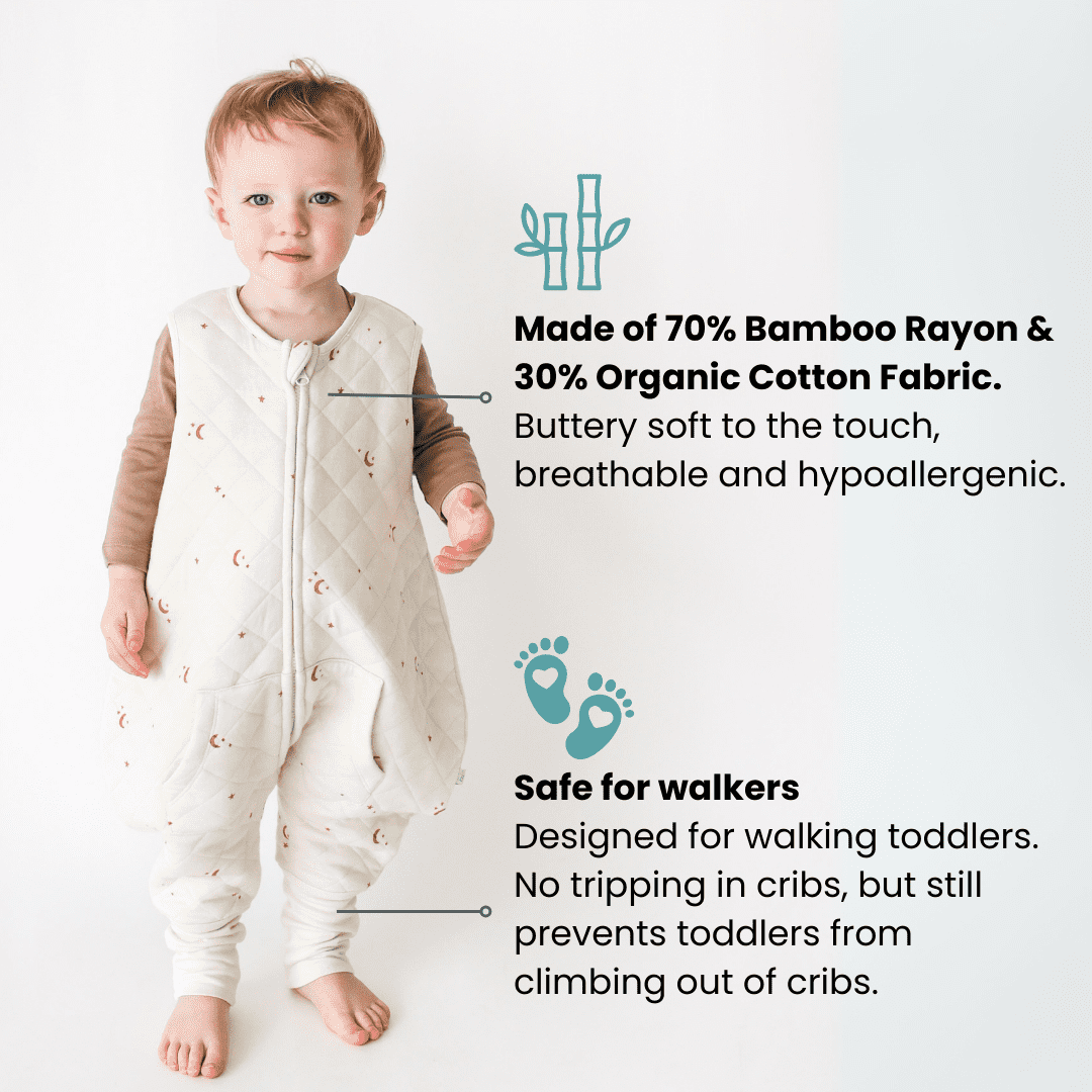 Tealbee Dreamsuit - Bamboo Sleep Sack with Legs - (1.2 Tog) MoonsStars 12m-2T