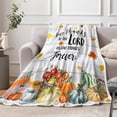 thumbnail image 2 of Fall Throw Blanket, Pumpkin Spice Pumpkins Throw Blanket Fall Pumpkins Throw Blanket, Autumn Pumpkins Leaves and Berries Soft Warm Fleece Blanket for Living Room Couch Bed Chair Dorm, 50"x60", Beige, 2 of 4
