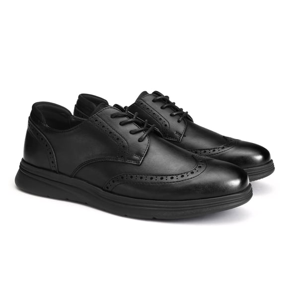 LuckLilac Men's Oxfords Shoes,Wingtip, Casual Business Dress Sneaker,Black, 10M