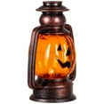 thumbnail image 5 of Northlight 16.5" Halloween Flickering Pumpkin Lantern Pathway Markers 3ct - Orange/Black, 5 of 10