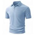 thumbnail image 2 of ZunFeo Mens Moisture Wicking Ribbed Polo Shirts Short Sleeve with Pocket Breathable Performance Wrinkle Free Casual Knit Top Light Blue S-XXXL,Size L, 2 of 6