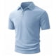 thumbnail image 2 of Ceisia Men's Slim Fit Short Sleeve Polo Shirt Solid Color Vertical Stripe Knit with Chest Pocket Light Blue L Gifts, 2 of 6