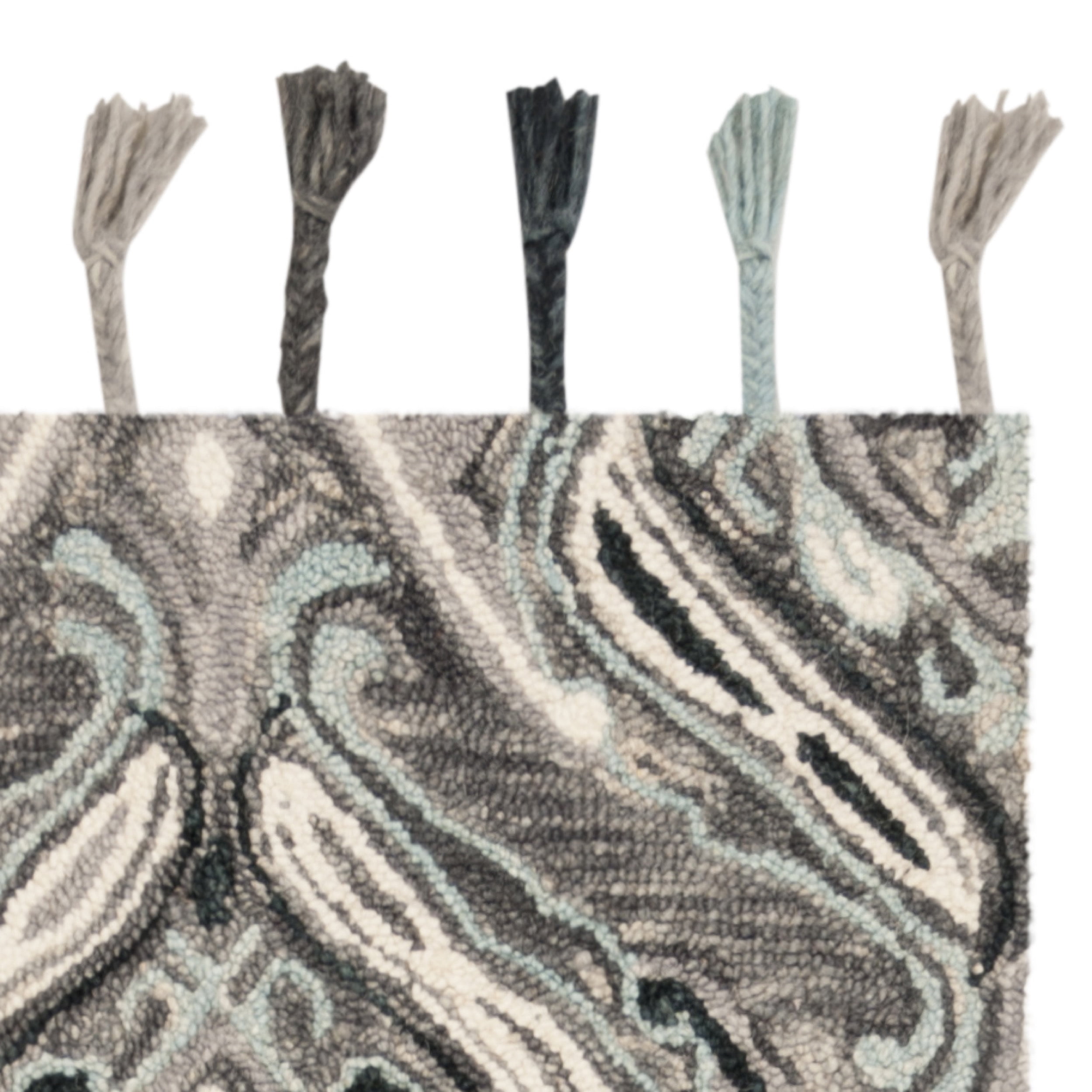 SAFAVIEH Suzani Davin Geometric Swirls Wool Runner Rug, Grey/Light Blue, 2'3" x 8'