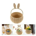 thumbnail image 2 of Easter Bunny Baskets with Rabbit Ears Handle Woven Plastic Empty Container for Gifts Stuffer Candy Toy Storage Party Supplies Brown 7 In, 2 of 7