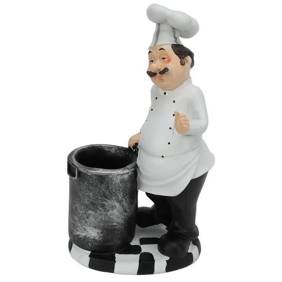 Chef Figurine, Cooking Chef Resin Statue Exquisite Chef Pushing Bucket Shape Decorative Ornament For Country Cottage Decor Gourmet Kitchen Decorations Craft Gift