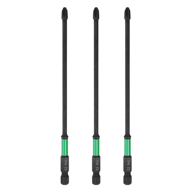 3pcs #2 Punta de destornillador Phillips PH2 1/4" Hex 6" (150mm) S2 Acero