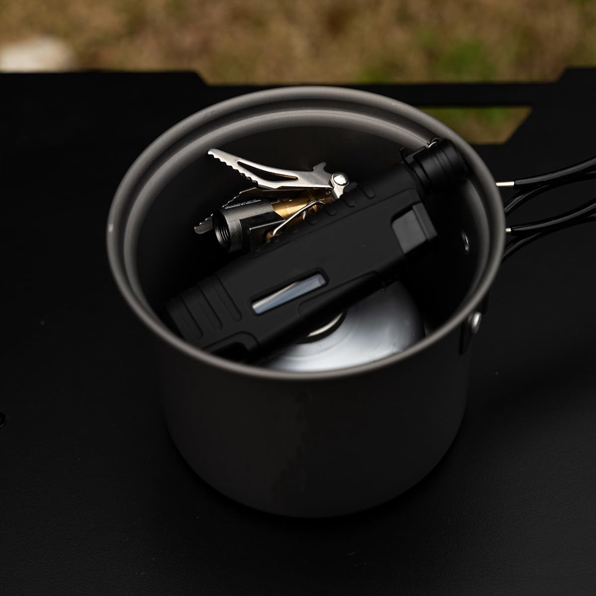 Outdoor Gas Stove Camping Burner Portable Mini Folding Stove Gas Heater Survival Furnace Foldable Furance Head for Picnic Cooker 49g Maximum firepower of BRS-3000T Stove