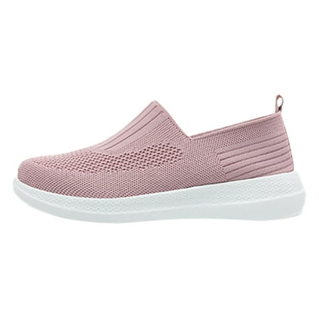 

ZIZOCWA 2023 Summer Women S Slip On Sports Shoes Soft Bottom Breathable Flat Ladies Casual Shoes Solid Color Walking Running Work Shoe Pink Size39