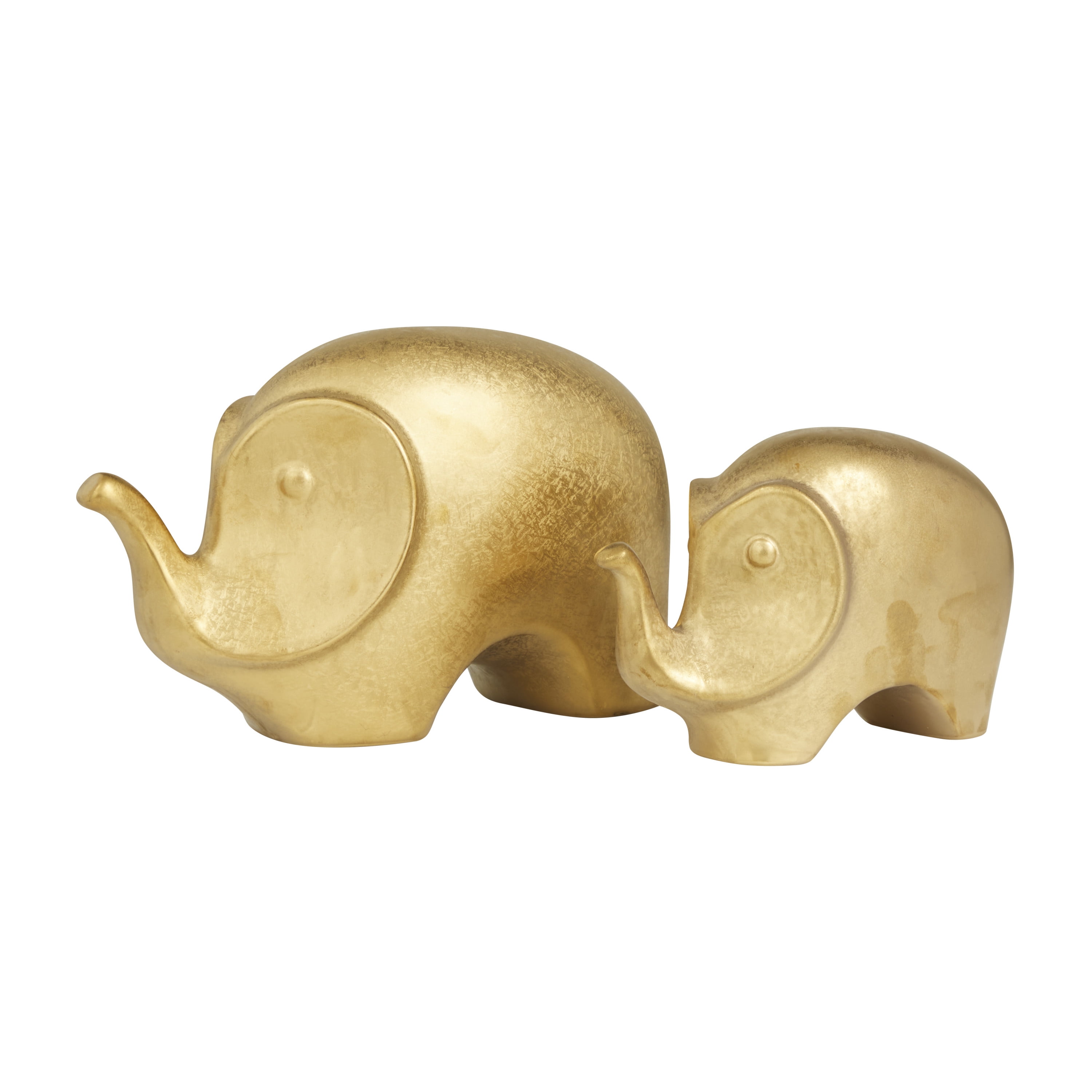 7", 6"H Gold Ceramic Elephant Sculpture, by DecMode (2 Count)