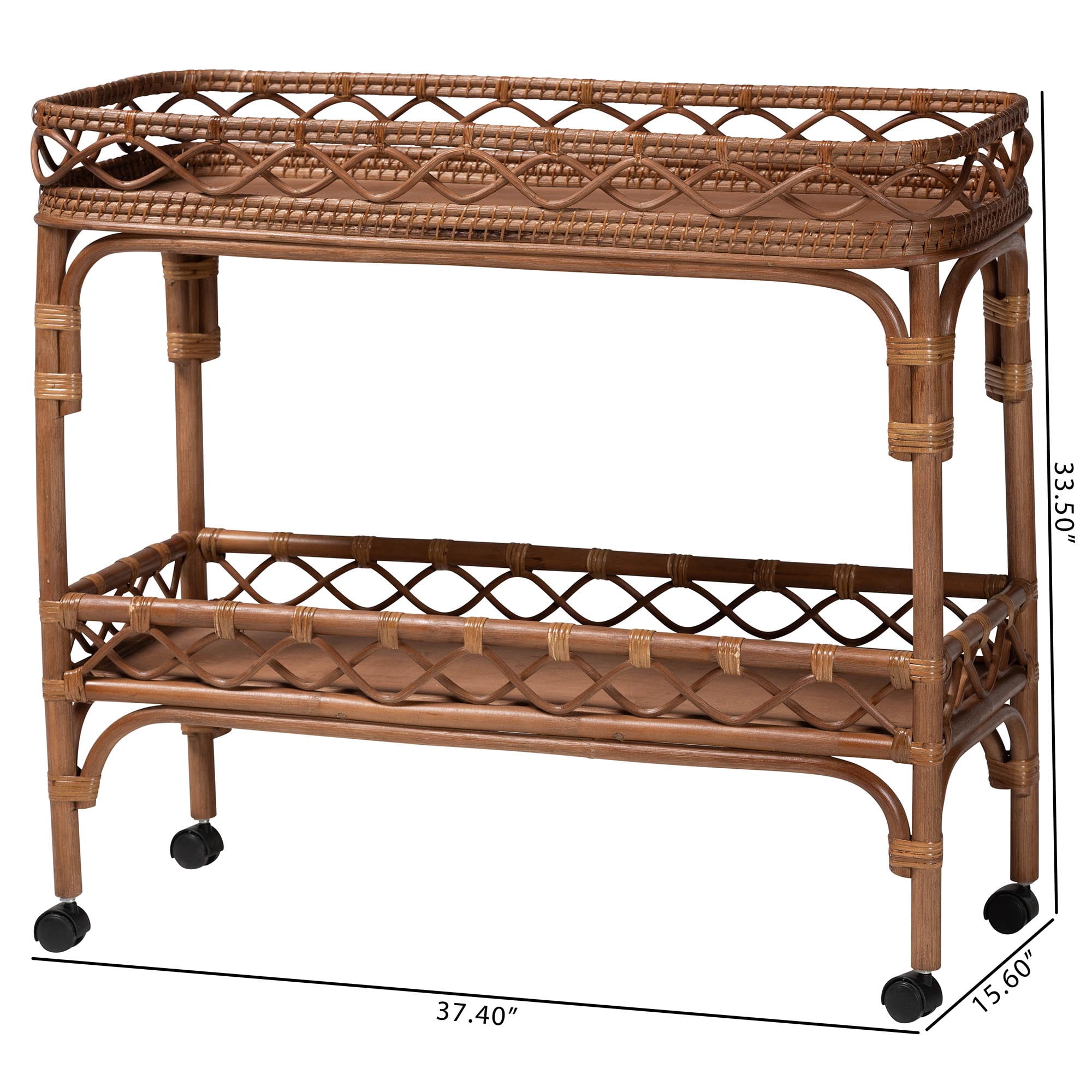 bali & pari Fumiyo Boho Kitchen Cart, 2-Tier, Brown