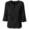 thumbnail image 7 of MEICHEN Womens 3/4 Sleeve Tops Cotton Linen Shirts V Neck Lace Casual Loose Fit Blouses Fashion Womens Summer Essentials Tops, 7 of 7
