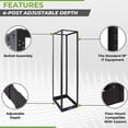 thumbnail image 2 of NavePoint 45U 4 Post Server Rack – Open Frame Rack for 19 Inch Equipment, Adjustable Depth 4-Post Network Rack Floor Mount, 45U Server Rack 1322lbs Capacity, Black, 2 of 5