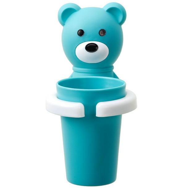 GOOHOCHY Soporte de pared para cepillos de dientes, organizador de cepillos de dientes autoadhesivo de dibujos animados, taza de almacenamiento para cepillos de dientes