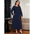 thumbnail image 6 of SHOWMALL Women's Plus Size Long Sleeve Maxi Dress with Pockets - Soft Casual Loose Long Boho Dress, 6 of 7