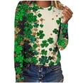 thumbnail image 4 of Moxiu Plus Size Women's St. Patrick's Day Shirt Lucky Shamrock Green Clover Saint Patrick's Day Tee Long Sleeve Tops Khaki,XXXXL, 4 of 8
