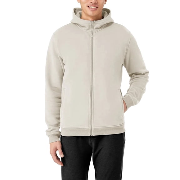 Kırkland Signature Men’s Heavyweight Full Zip Hoodie (White, Small)