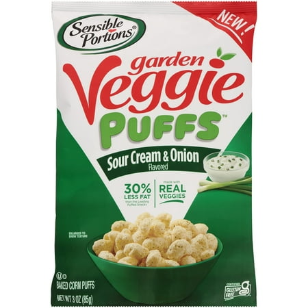 (BEST BY 10 NOV 24) Sensible Portions Garden Veggie Sour Cream & Onion Flavored Baked Corn Puffs  3 oz (Pack of 6)