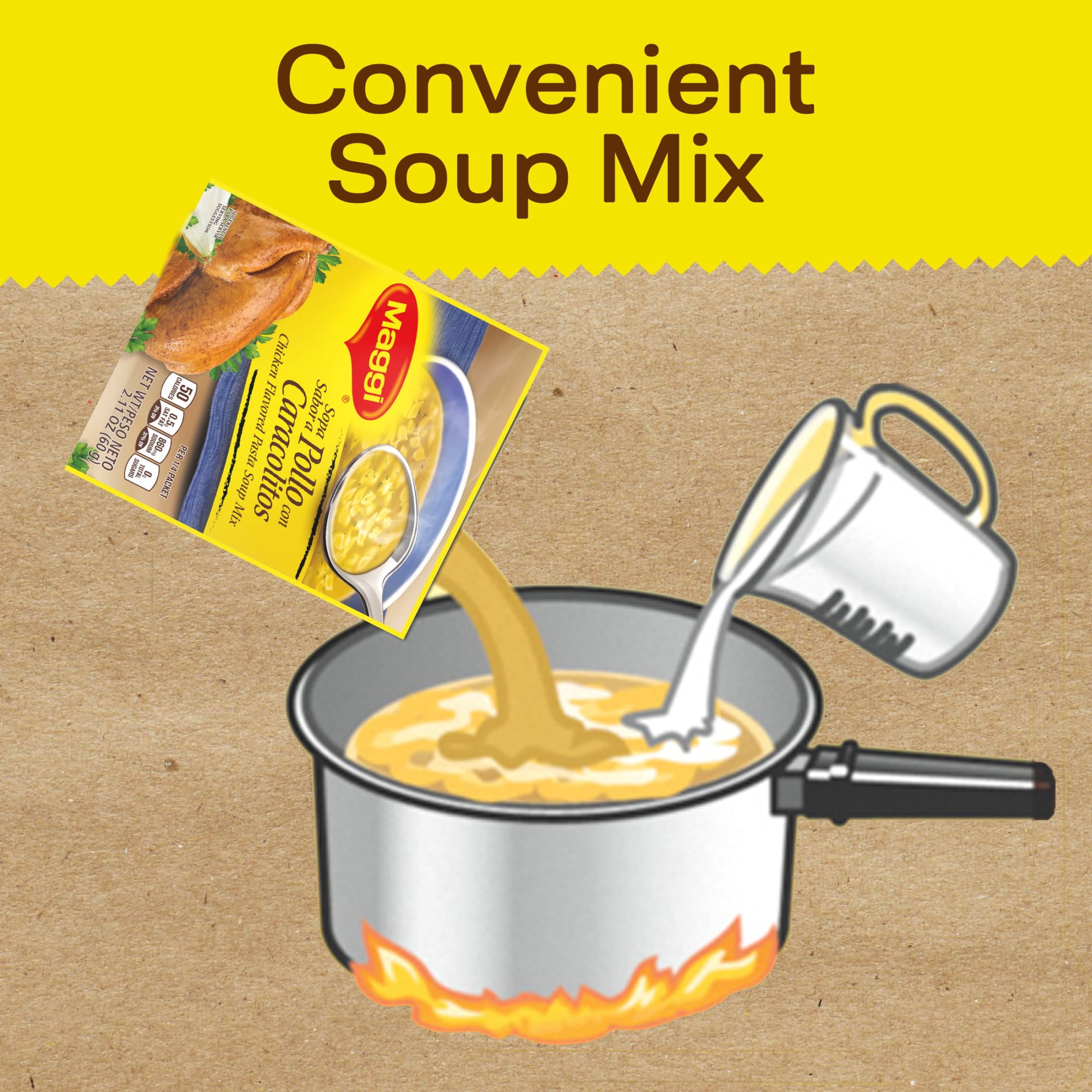 Maggi 50 Calories Chicken Flavored Pasta Soup Mix, 2.11 oz, 4 Servings