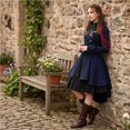 thumbnail image 6 of Victorian Tailcoat Jacket, Halloween Cosplay, Breasted Steampunk Gothic, Womens Gothic Dress With Vintage Bow Ruffle Steampunk Dresses Long Sleeve Short Renaissance Dress Cosplay, Dark Blue L, 6 of 8