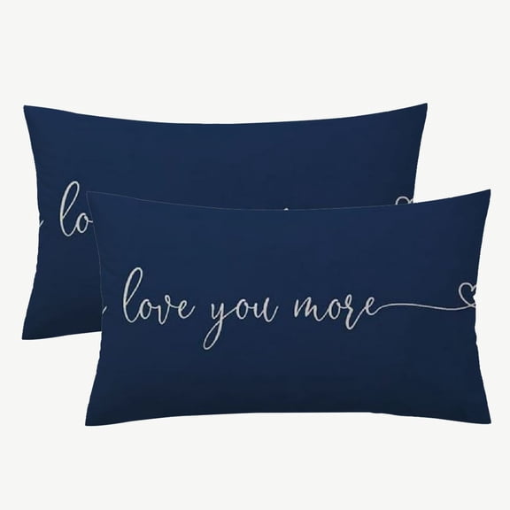 2pcs I Love You More Zip Closure Polyester 100% Pillow Case Decorations for Home Sofa for Home and Office Decor