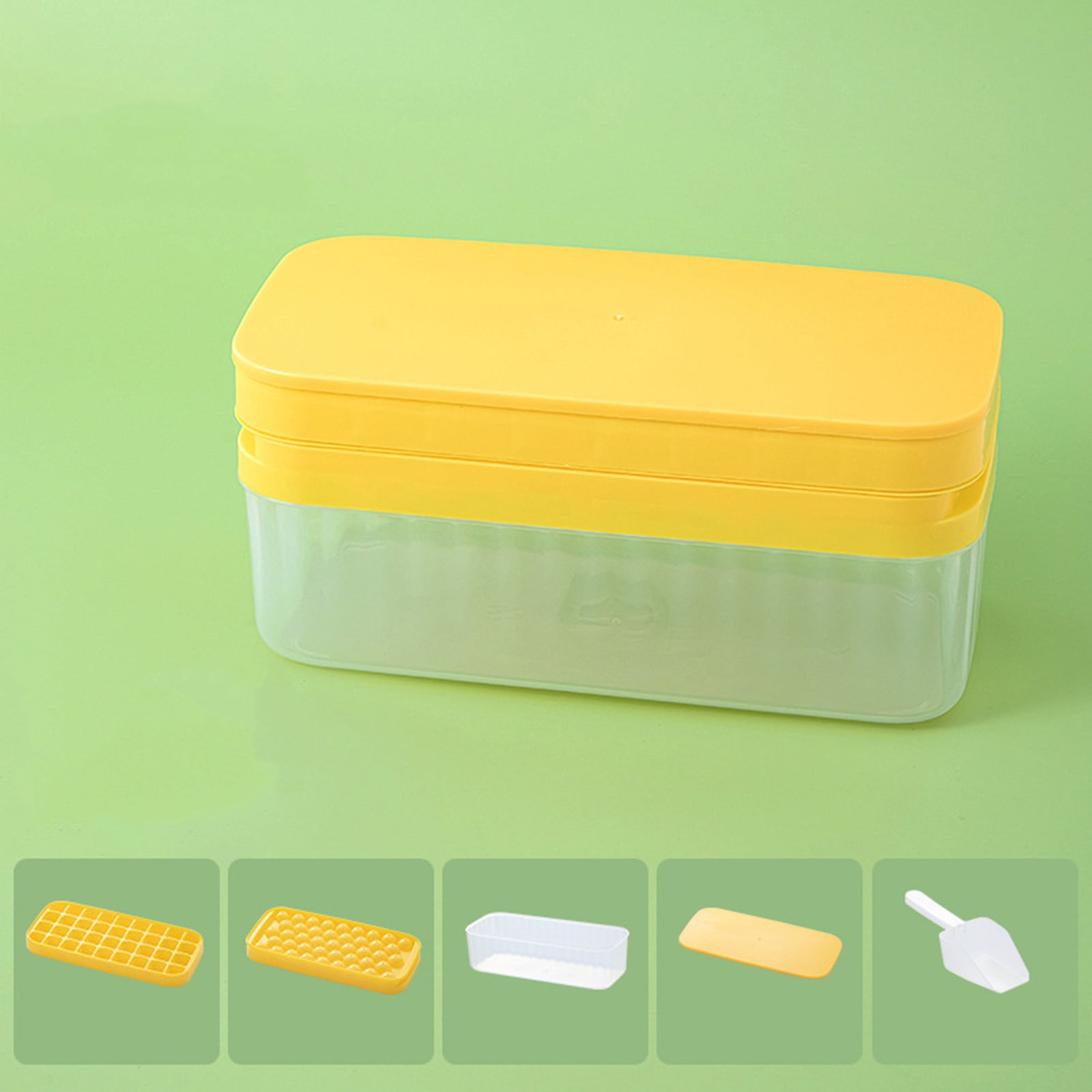 Ice Cube Tray with Lid and Bin, 79 Pcs Ice Cube Mold, Easy Release Ice Tray, Stackable Ice Storage Container Set