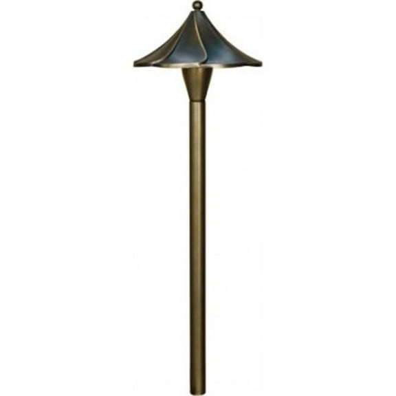 Dabmar Lighting LV47-WBS 12V JC Brass Scalloped Top Path Light, 20W - Weathered Brass