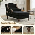 thumbnail image 5 of United We Win Fabric Chaise Lounge Reading Couch, Oversized Sofa Bed Ideal for Living Room Relaxation，Black, 5 of 13