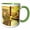 Green/White, variant on 3drose, Space Station in Hues of Gold High Tech Space Station Sustaining Astronauts, 11oz Two-tone Black Mug