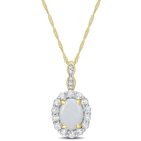 Everly Women's 1.5CT TGW Opal and Topaz 14k Yellow Gold Pendant
