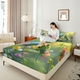 thumbnail image 4 of Feelyou 3D Parrot Bird Twin Sheet Sets, Kawaii Animal Twin Fitted Sheet, Groovy Daisy Flower Floral Flat Sheet, Microfiber Bedroom Decor, 3 Pieces, 4 of 7
