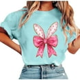 thumbnail image 1 of Plebaso T-Shirts de Pâques pour Femmes Imprimé Mignon Manches Courtes Tee Graphique Ample Été T-Shirts Décontractés pour Femmes, 1 of 4