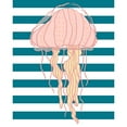 thumbnail image 3 of CafePress - Blue White Bold Stripes Hand Drawn Jellyfish Pajam - Women's Short Sleeve Print T-Shirt and Pants Light Cotton Pajama Set, 3 of 7