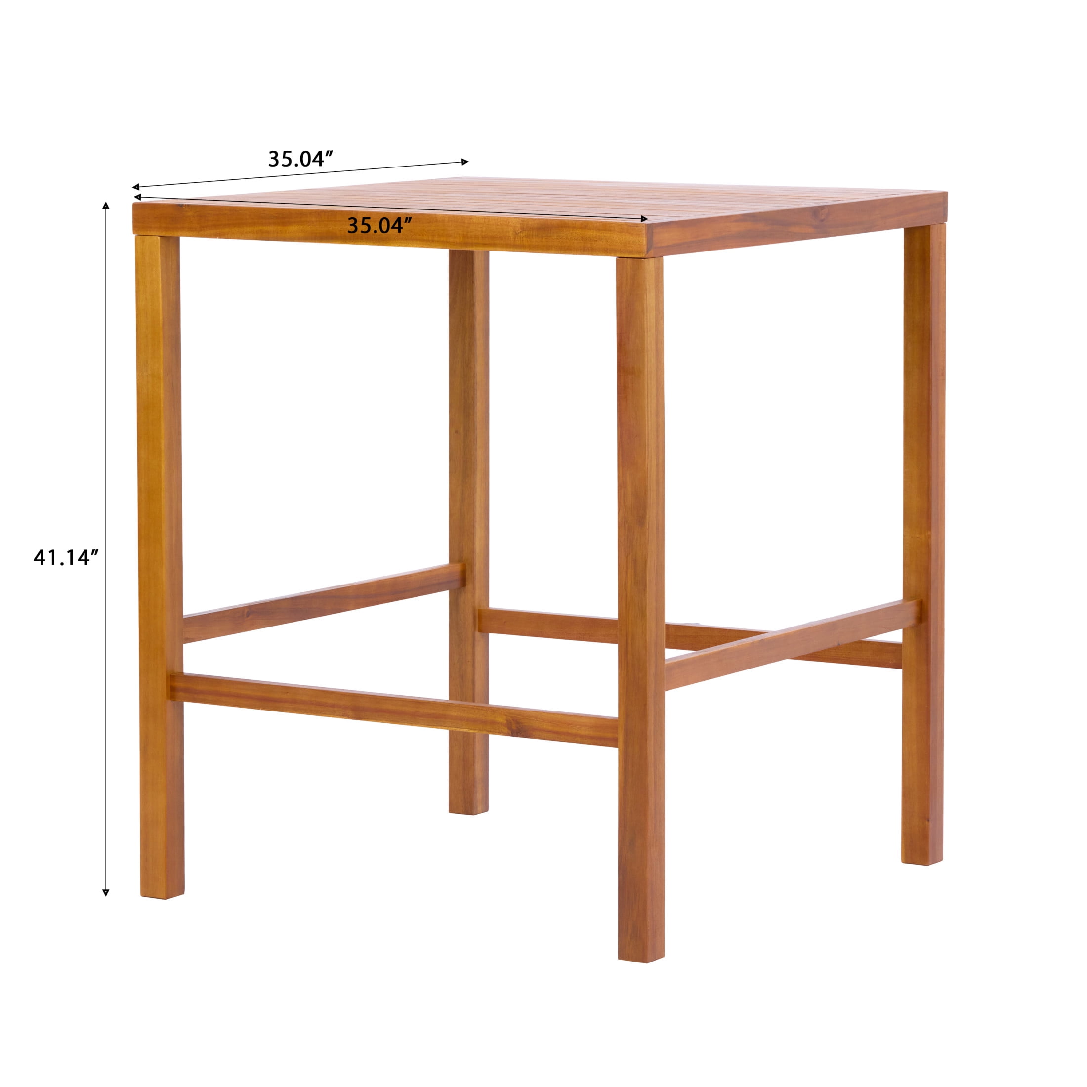 Christopher Knight Home 41" Wooden Outdoor Bar Height Slatted Dining Table, Teak Finish