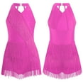 thumbnail image 5 of Linjinx Kids Girls Latin Jazz Dance Dress Tango Rumba Samba Dance Performance Outfit Fringe Skirt Hot Pink 14, 5 of 6