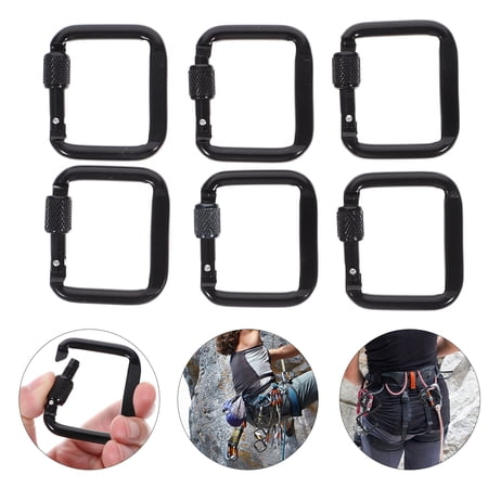 TABLZONE 6Pcs Mountain Climbing Buckles Plated Silver Aluminum Carabiners Durable Hiking Accessories
