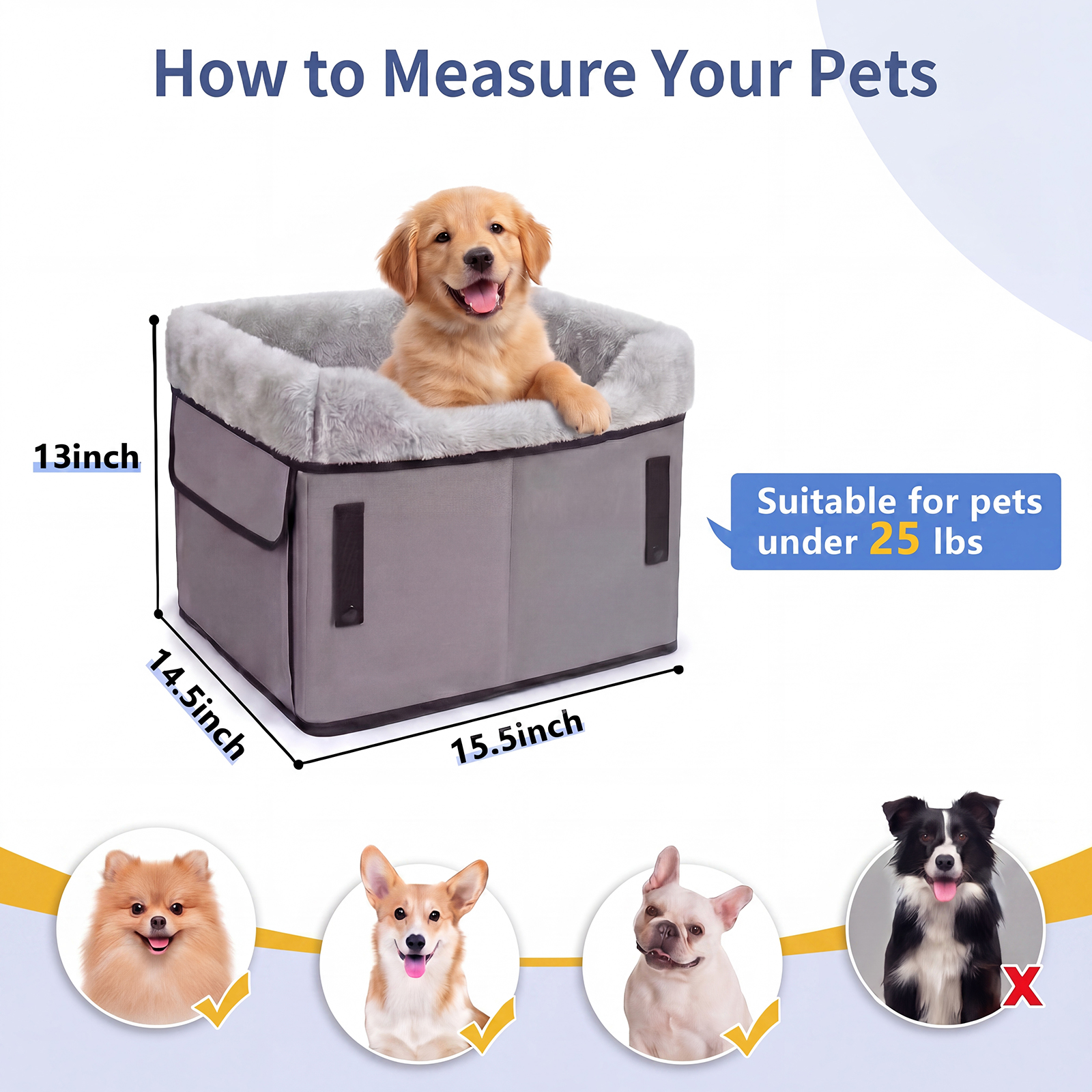 DaPlug Small Dog Booster Car Seat, Gray, Up to 25 lbs photo 2