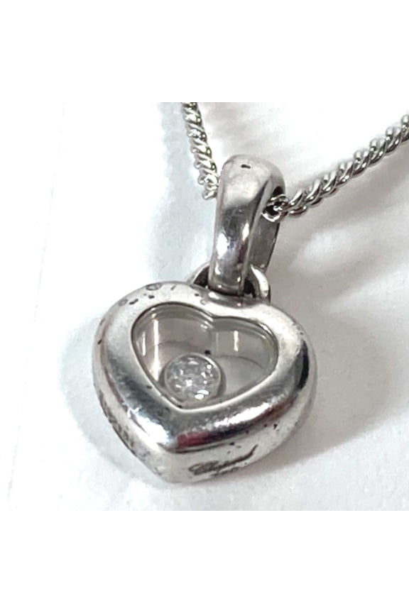 Pre-Owned Chopard Heart Happy Diamond Necklace Chain Pendant Top K18WG Women's Silver (Good)