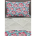 thumbnail image 3 of Blue and Pink Comforter & Sham Bedding Set, Abstract Petals and Leaves, 3 pcs Duvet Set Microfiber Filling Quilt, 5 Sizes, Sea Blue Pink, by Ambesonne, 3 of 4