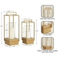 thumbnail image 6 of Kate and Laurel Brandt Modern Glam Two-Piece Candle Holder Set, 7 x 7 x 19, Gold, Transitional Wood and Metal Lantern Hurricane Candle Holders for Fireplace Mantel Display, 6 of 9