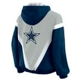 thumbnail image 3 of Women's WEAR by Erin Andrews Navy/Gray Dallas Cowboys Plus Size Retro Crinkle Full-Zip Hoodie Windbreaker Jacket, 3 of 5