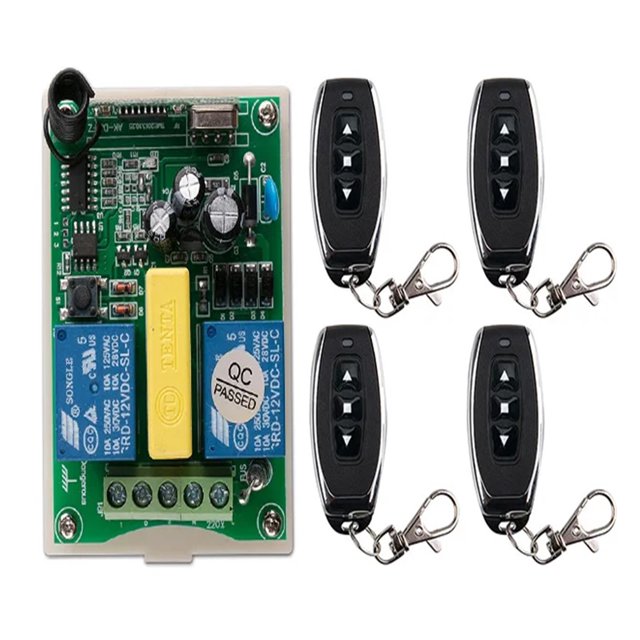 Télécommande Sans Fil AC 220V 2 CH 2CH RF Récepteur + Émetteur Moteur Tubulaire pour Porte de Garage, Facile à Installer