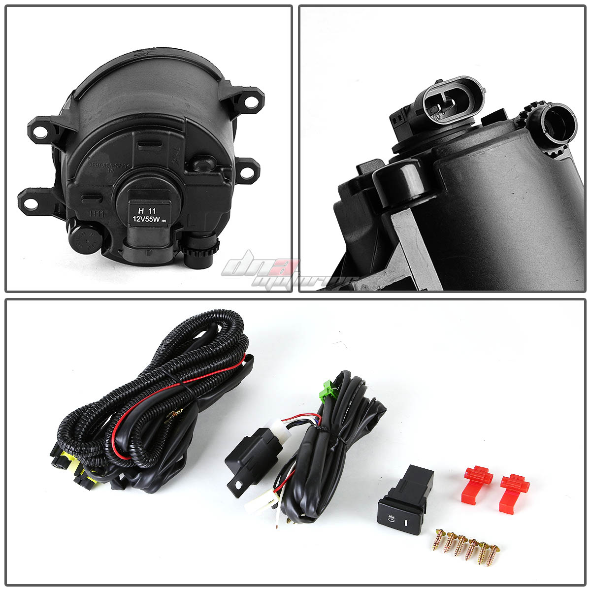 DNA Motoring For 09-11 Toyota Yaris Hatchback Smoked Lens Bumper Fog Light Lamps Pair w/Bezel+Wiring+Switch