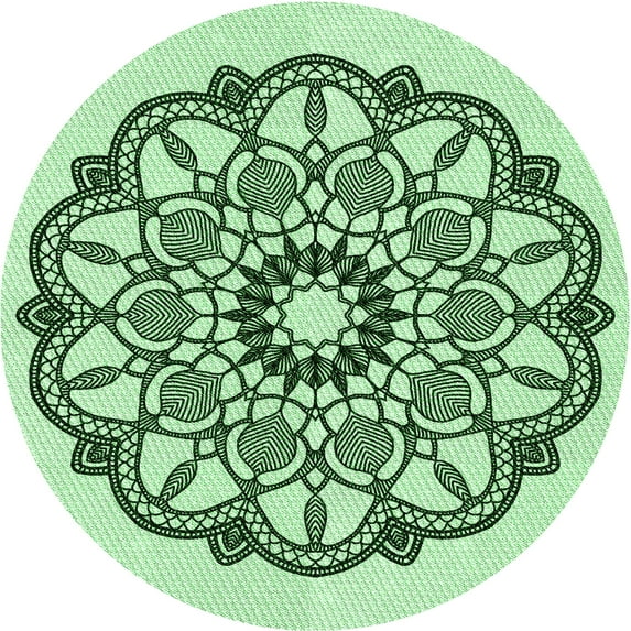 Ahgly Company Indoor Round Patterned Mint Green Area Rugs, 4' Round