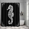thumbnail image 6 of Bathroom Shower Curtain Vintage Ocean Seahorse on Black Waterproof Shower Curtains with Hooks, Underwear World Bath Curtains Bathtub Curtain Home Decor 48x72in, 6 of 9