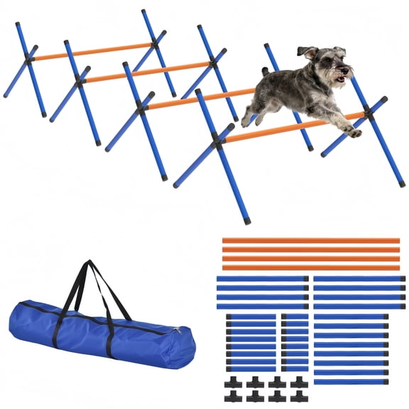 4 Pieces Dog Agility Equipment, Dog Agility Course Backyard Set with Adjustable Height Jump Bars and Carry Bag