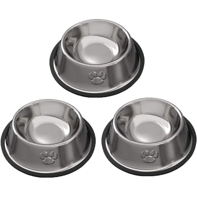 Cuencos para comida y agua para perros y gatos, de acero inoxidable con base antideslizante, para mascotas, gatitos, conejos, cachorros, perros pequeños y medianos (paquete de 4)