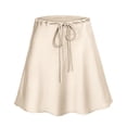 thumbnail image 4 of Ediodpoh Satin Mini Skirt with Adjustable Drawstring Waist Casual Ladies Wrap Skirt for Summer Skirts for Women Beige XL, 4 of 4